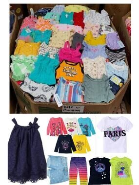 Lot of 100pcs Mix Kids Girls Clothes Bulk Wholesale Resale Consignment Siz 0-6T